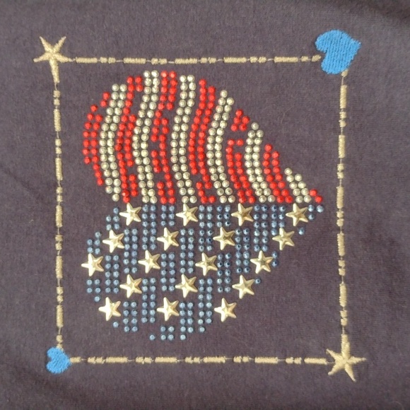 Vintage Blue Patriotic Heart T-shirt XL - Picture 3 of 7